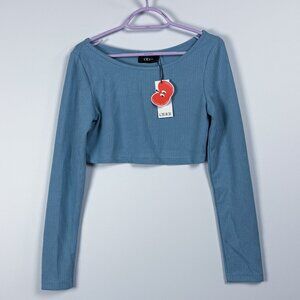 NWT Cider Teal Ribbed Long Sleeve Crop Top